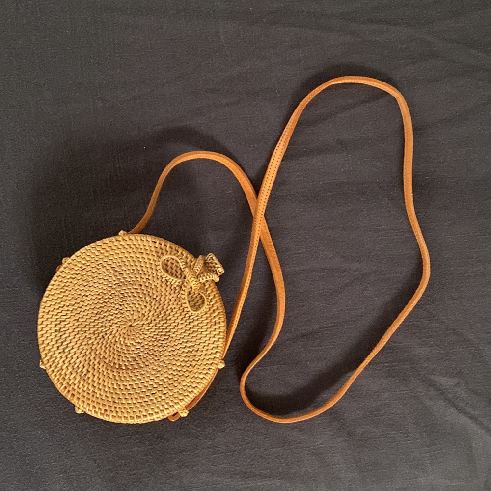 Micro 6” Round Rattan Crossbody Bag